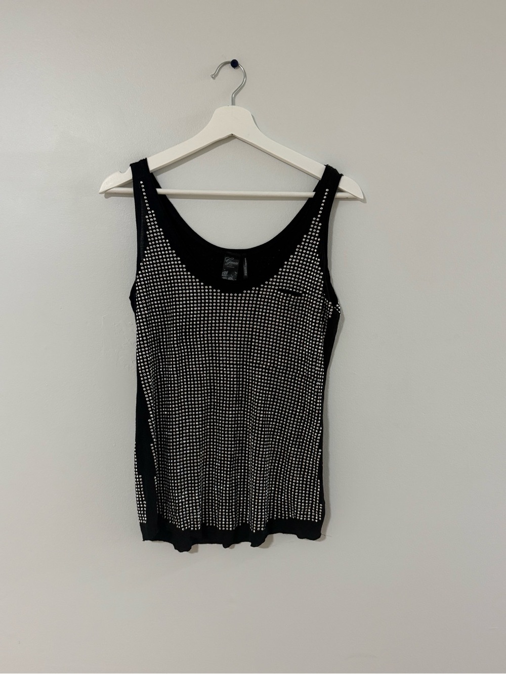 Vintage Guess Black Studded Scoop Neck Tank Top